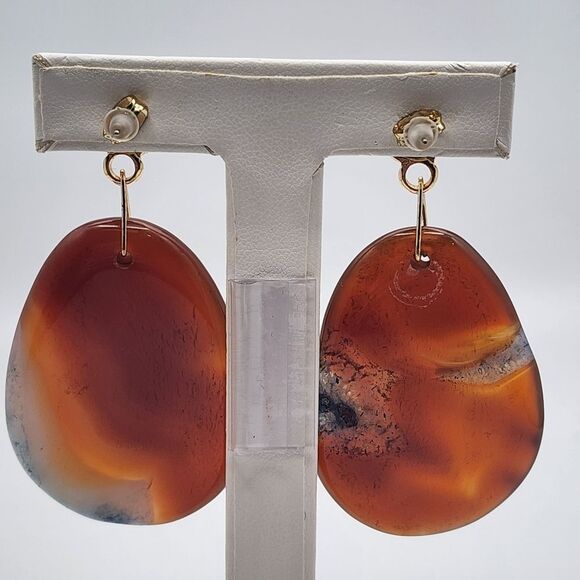 Anthropologie Stone Mountain Carnelian Stone Dangling Earrings - Picture 5 of 5